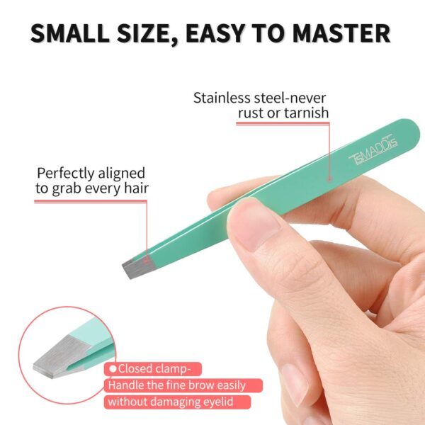 TsMADDTs 6 PCS Tweezers Set for Women, Eyebrow Tweezers with Curved Scissor for Ingrown Hair, Hair Plucking Daily Beauty Tools with Leather Travel Case - Image 5