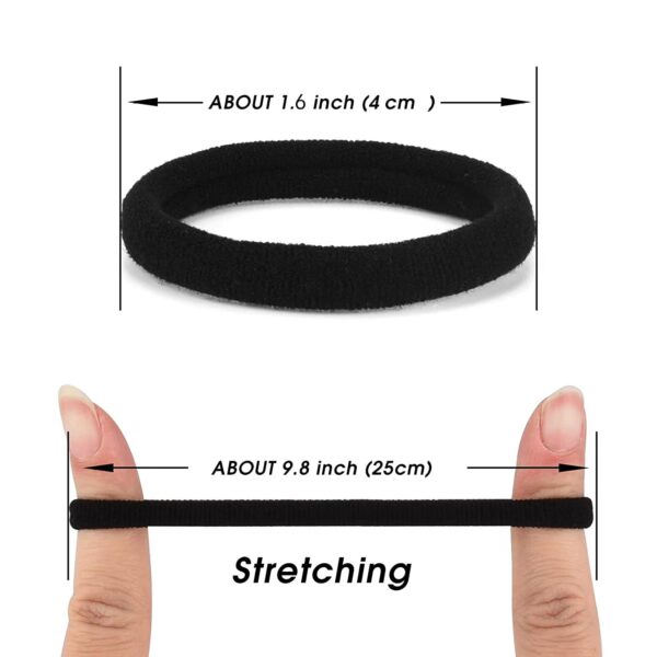 50PCS Black Hair Ties,Cotton Seamless Ponytail Holders,No Damage Elastics Hair Bands for Thick Heavy &Curly Hair - Image 3