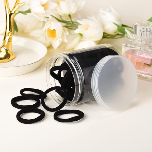 50PCS Black Hair Ties,Cotton Seamless Ponytail Holders,No Damage Elastics Hair Bands for Thick Heavy &Curly Hair - Image 6