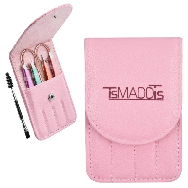 TsMADDTs 6 PCS Tweezers Set for Women, Eyebrow Tweezers with Curved Scissor for Ingrown Hair, Hair Plucking Daily Beauty Tools with Leather Travel Case - Image 8