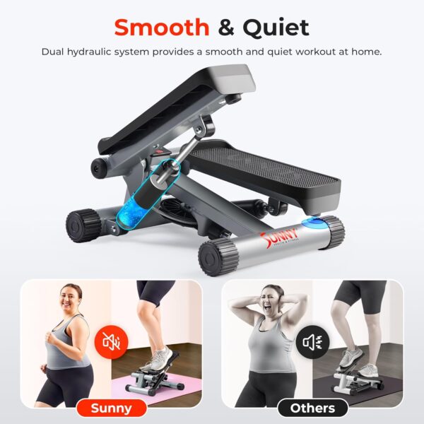 Sunny Health & Fitness Mini Stepper for Exercise at Home, Stair Step Workout Machine with Resistance Band, Fullbody Cardio, Upgraded Over 300lb Weight Capacity, Optional Free SunnyFit App Connection - Image 5