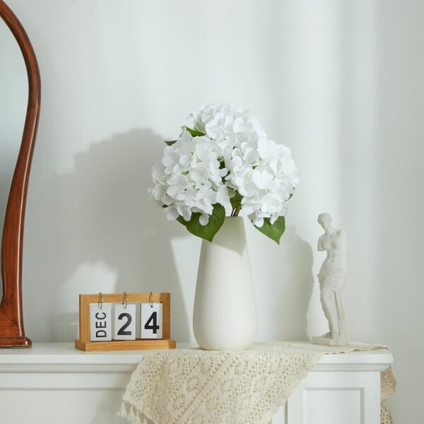24" White Full Faux Hydrangea Flowers, Real Touch Hydrangeas Spring Flowers Artificial Silk Flowers for Home Decor Indoor Wedding Table Centerpieces Party 3 Pcs - Image 6