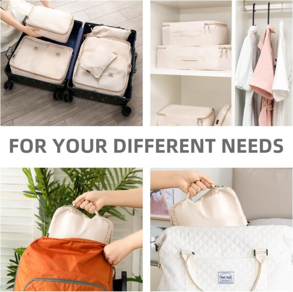 BAGAIL 8 Set Packing Cubes Luggage Organizer Bags for Travel Accessories-Cream - Image 8
