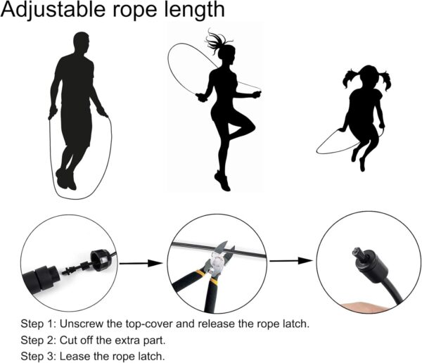 BOOMIBOO Jump Rope, Adjustable Jump Ropes,Skipping Rope Tangle-Free Rapid Speed with Ball Bearings for Women Men Kids,Exercise & Slim Body Jumprope at Home School Gym - Image 6