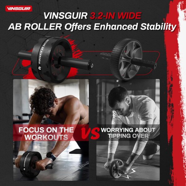 VINSGUIR Ab Roller Wheel, Abs & Core Workout Equipment for Home Gym with Knee Pad Accessories, Abdominal Wheel for Full-body Strength Training - Image 3