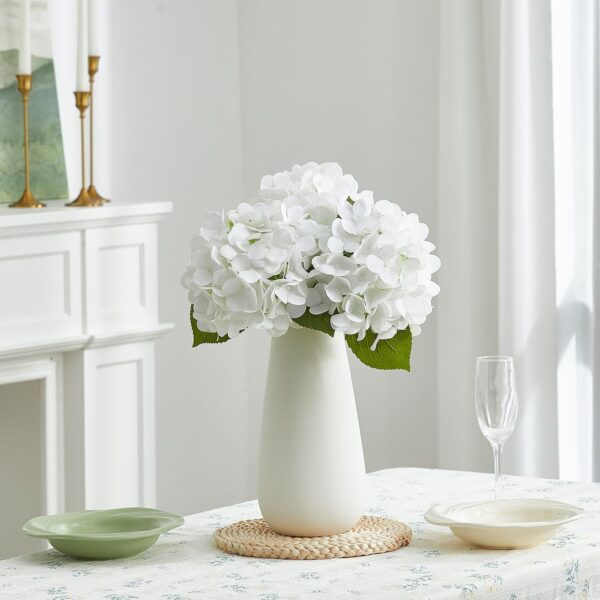 24" White Full Faux Hydrangea Flowers, Real Touch Hydrangeas Spring Flowers Artificial Silk Flowers for Home Decor Indoor Wedding Table Centerpieces Party 3 Pcs - Image 9