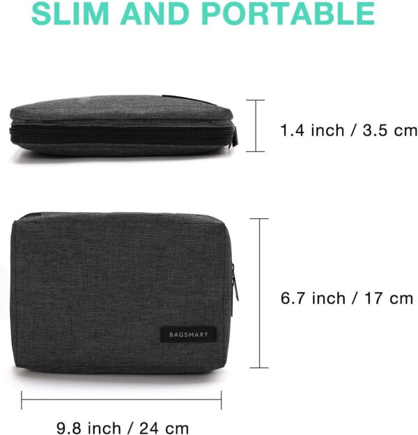 BAGSMART Electronics Organizer Travel Case, Small Cord Bag, Tech Organizer as Travel Accessories for Men Women, Cable Essentials for Phone, SD Card, Black - Image 7