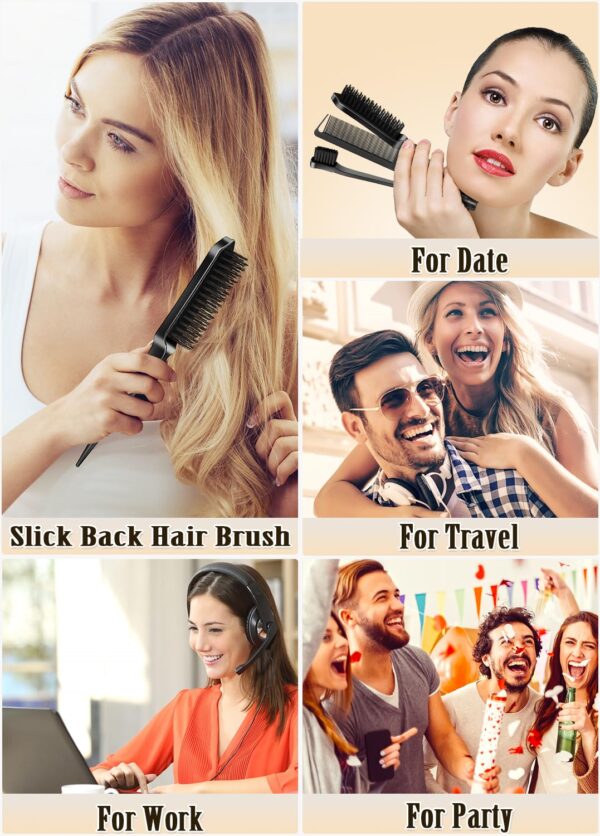 Slick Back Hair Brush Set: Hair Wax, Edge Brush, Rat Tail Comb, Bristle Brush, Hair Bun Accessories, Smoothing Brush for Women & Kids - Image 8