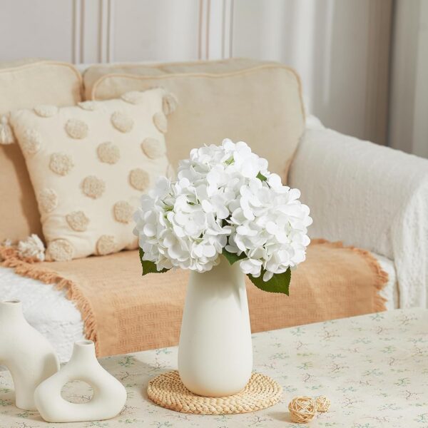 24" White Full Faux Hydrangea Flowers, Real Touch Hydrangeas Spring Flowers Artificial Silk Flowers for Home Decor Indoor Wedding Table Centerpieces Party 3 Pcs - Image 8