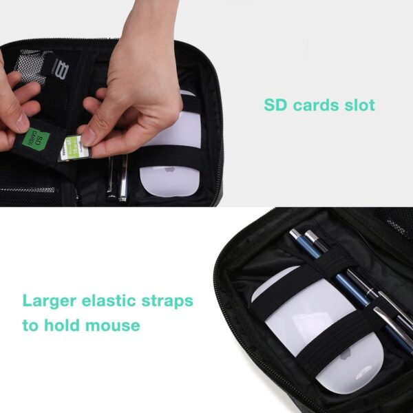 BAGSMART Electronics Organizer Travel Case, Small Cord Bag, Tech Organizer as Travel Accessories for Men Women, Cable Essentials for Phone, SD Card, Black - Image 5