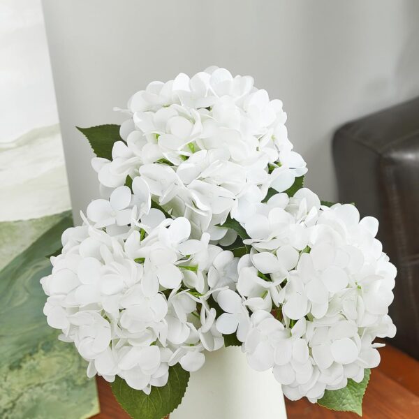 24" White Full Faux Hydrangea Flowers, Real Touch Hydrangeas Spring Flowers Artificial Silk Flowers for Home Decor Indoor Wedding Table Centerpieces Party 3 Pcs - Image 10