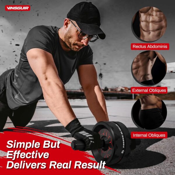 VINSGUIR Ab Roller Wheel, Abs & Core Workout Equipment for Home Gym with Knee Pad Accessories, Abdominal Wheel for Full-body Strength Training - Image 4