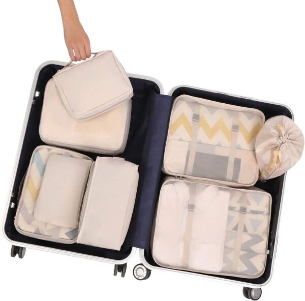 BAGAIL 8 Set Packing Cubes Luggage Organizer Bags for Travel Accessories-Cream - Image 7