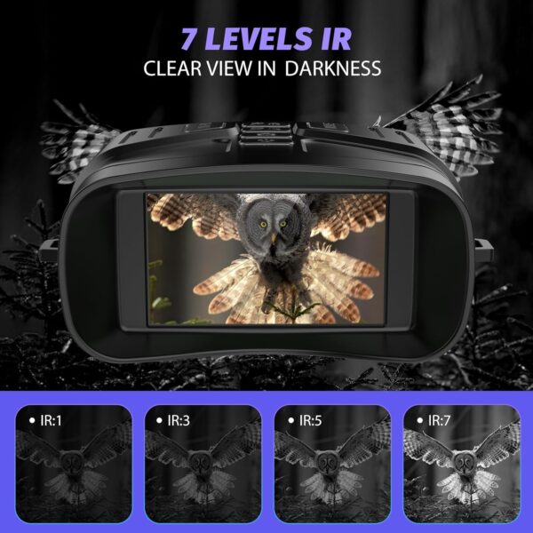 Night Vision Goggles - 4K Night Vision Binoculars with 5000mAh Rechargeable Battery, 32GB TF Card can Save Photo and Video, 3'' HD Screen for Camping & Security, Black - Image 6