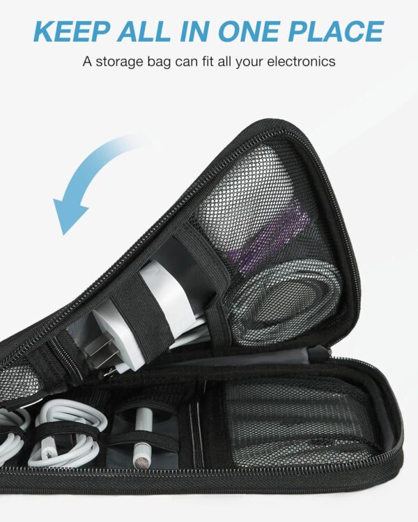 BAGSMART Electronics Travel Organizer Case, Tech Accessories Cord Storage Bag for Phone, Power Bank, SD Card, Cables, Black - Image 7