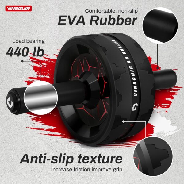 VINSGUIR Ab Roller Wheel, Abs & Core Workout Equipment for Home Gym with Knee Pad Accessories, Abdominal Wheel for Full-body Strength Training - Image 5