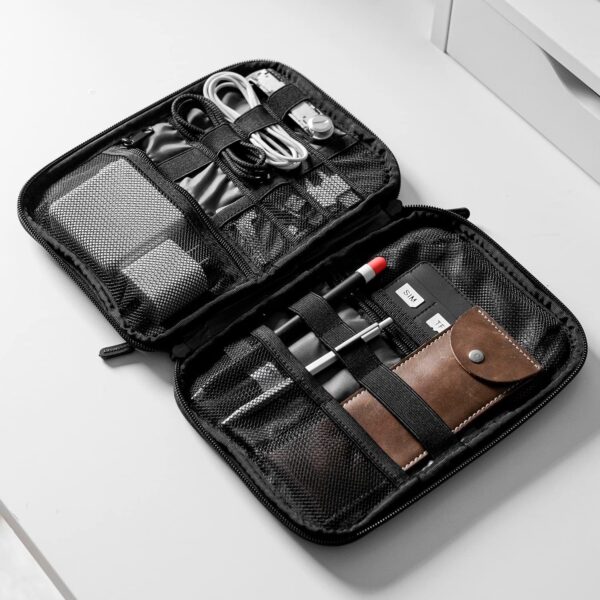 BAGSMART Electronics Travel Organizer Case, Tech Accessories Cord Storage Bag for Phone, Power Bank, SD Card, Cables, Black - Image 8