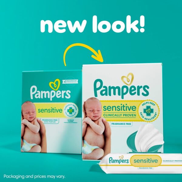 Pampers Sensitive Baby Wipes, Water Based, Hypoallergenic and Unscented, 8 Flip-Top Packs, 4 Refill Packs (1008 Wipes Total) - Image 12