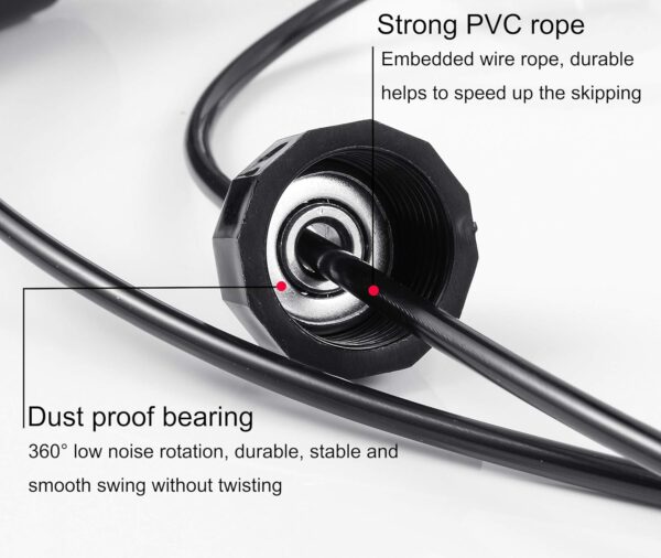 BOOMIBOO Jump Rope, Adjustable Jump Ropes,Skipping Rope Tangle-Free Rapid Speed with Ball Bearings for Women Men Kids,Exercise & Slim Body Jumprope at Home School Gym - Image 5