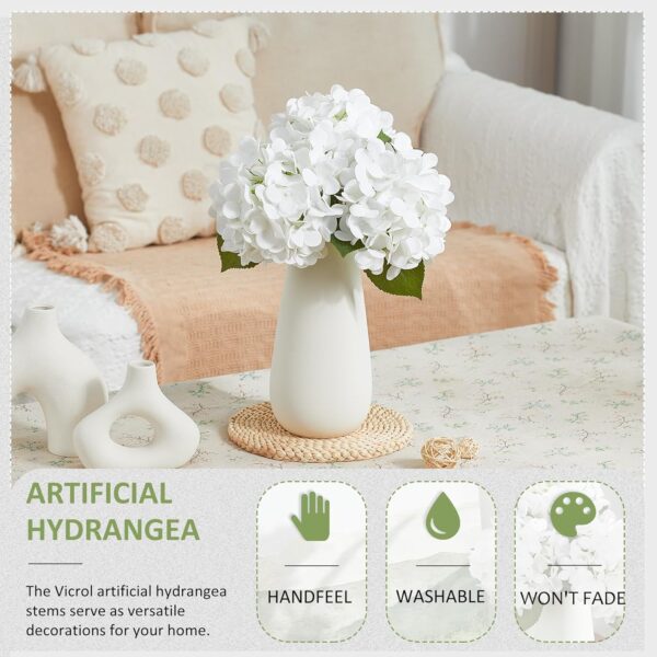 24" White Full Faux Hydrangea Flowers, Real Touch Hydrangeas Spring Flowers Artificial Silk Flowers for Home Decor Indoor Wedding Table Centerpieces Party 3 Pcs - Image 5