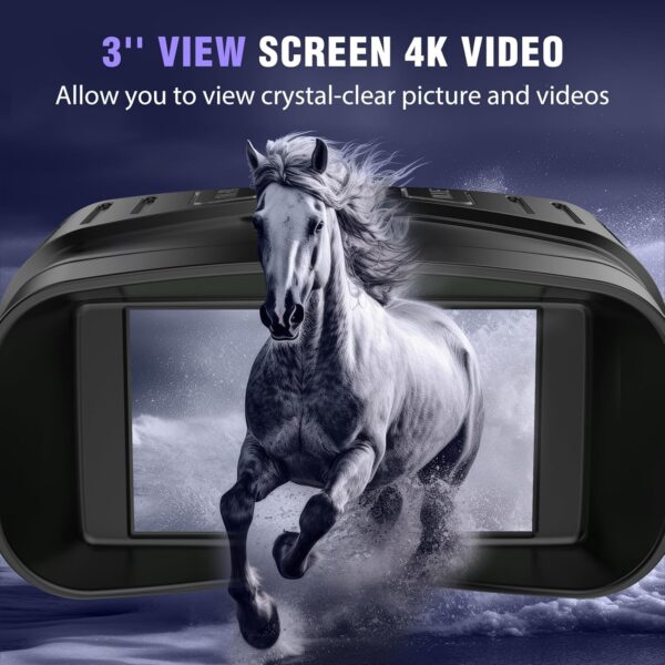 Night Vision Goggles - 4K Night Vision Binoculars with 5000mAh Rechargeable Battery, 32GB TF Card can Save Photo and Video, 3'' HD Screen for Camping & Security, Black - Image 4