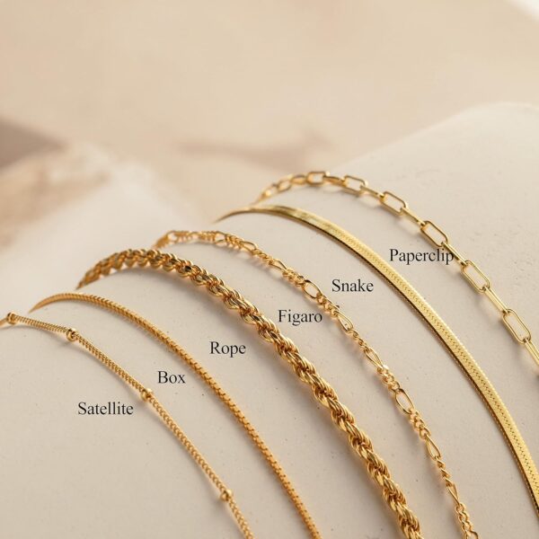 DEARMAY Gold Bracelets for Women 14K Real Gold Plated Jewelry Sets Stack Trendy Dainty Stackable Paperclip Rope Snake Box Figaro Chain Bracelets Pack Costume Fashion Filled Gifts - Image 8