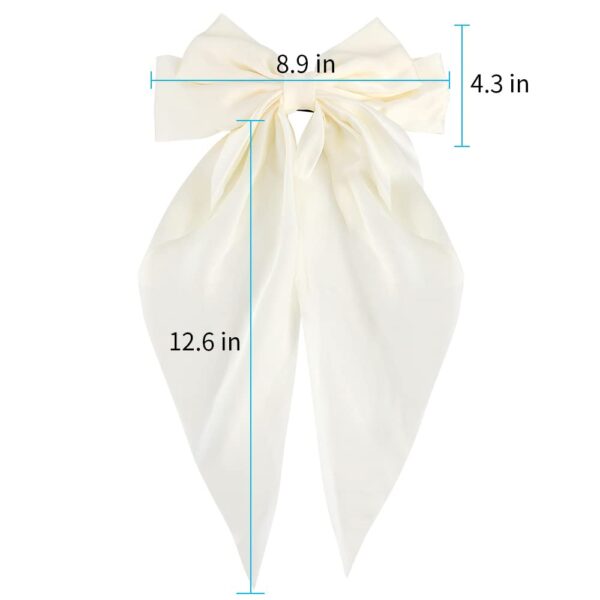 Silky Satin Hair Bows 2Pcs Big Hair Bows for Women Hair Ribbons Oversized Long Tail White Hair Bow Black Hair Bow Large Hair Ribbon Barrettes Metal Clips Bowknot Aesthetic Hair Accessories - Image 7