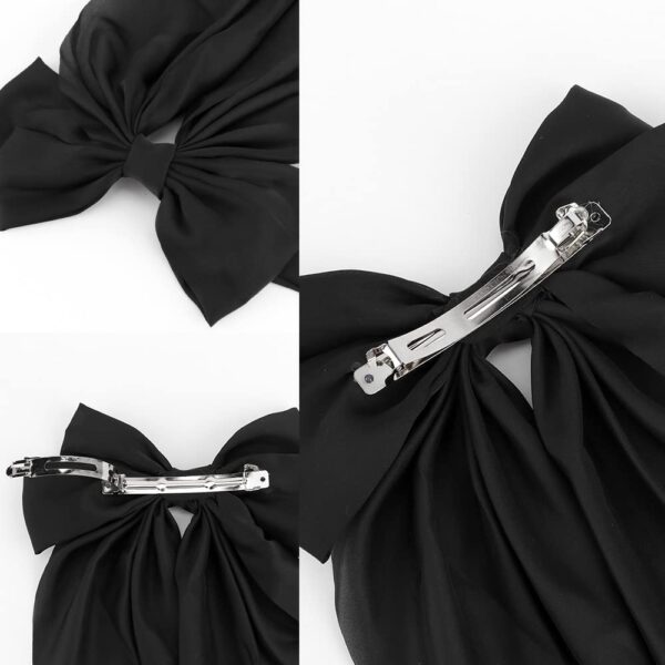 Silky Satin Hair Bows 2Pcs Big Hair Bows for Women Hair Ribbons Oversized Long Tail White Hair Bow Black Hair Bow Large Hair Ribbon Barrettes Metal Clips Bowknot Aesthetic Hair Accessories - Image 6