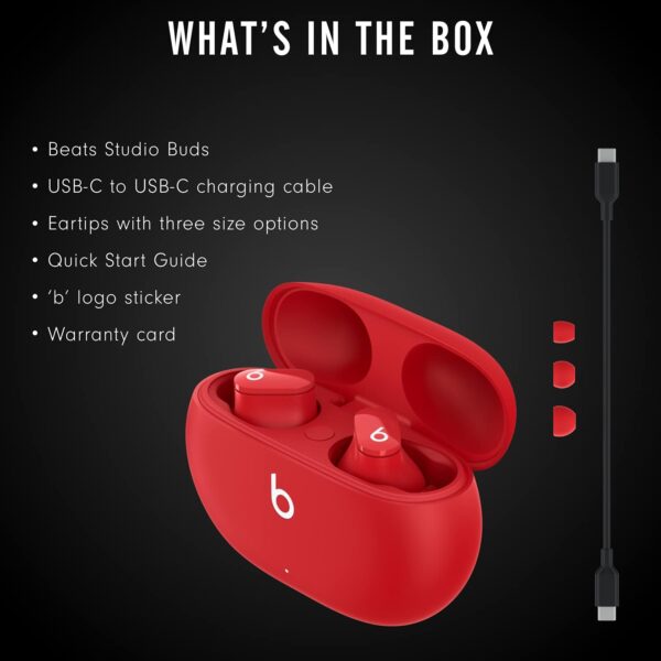 Beats Studio Buds - True Wireless Noise Cancelling Earbuds - Compatible with Apple & Android, Built-in Microphone, IPX4 Rating, Sweat Resistant Earphones, Class 1 Bluetooth Headphones - Red - Image 7