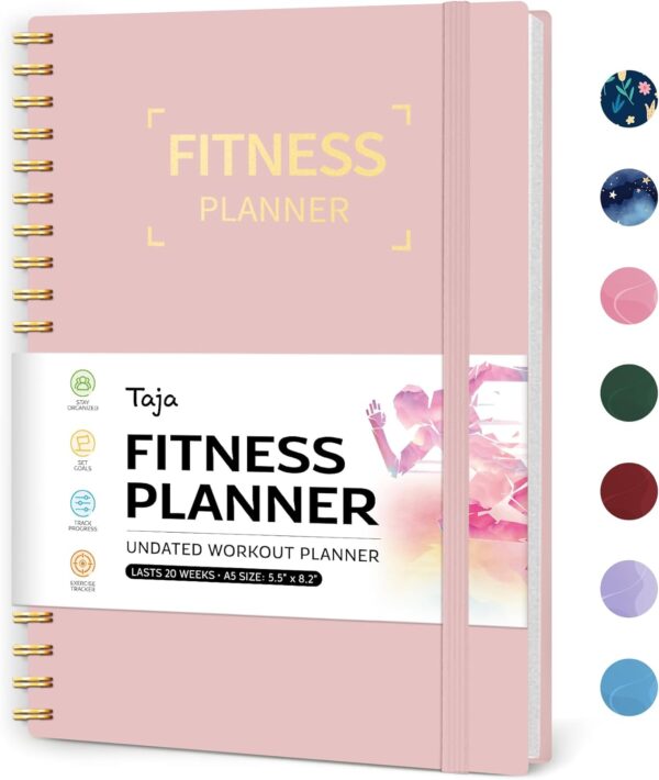 Fitness Workout Journal for Women & Men, A5(5.5" x 8.2") Workout Log Book Planner for Tracking, Progress, and Achieving Your Wellness Goals-Pink - Image 2