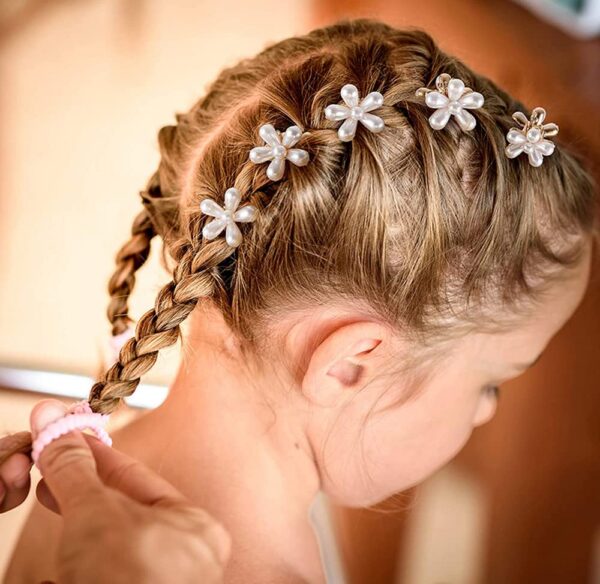 10 Pcs Small Mini Pearl Claw Clips with Flower Design, Sweet Artificial Bangs Clips Decorative Hair Accessories for Women Girls - Image 5