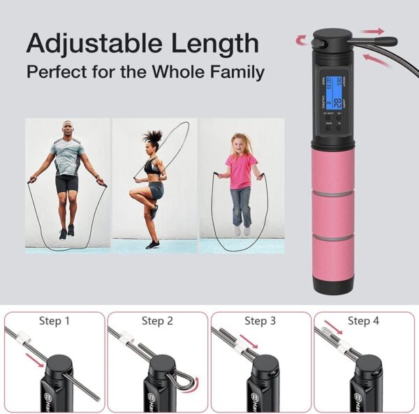 Jump Rope, H Handio Jump Rope with Counter, Workout Jumping Rope with Steel Ball Bearings, Adjustable Length Speed Skipping Rope for Men Women Kids Home Gym, Crossfit, Fitness Exercise - Image 7