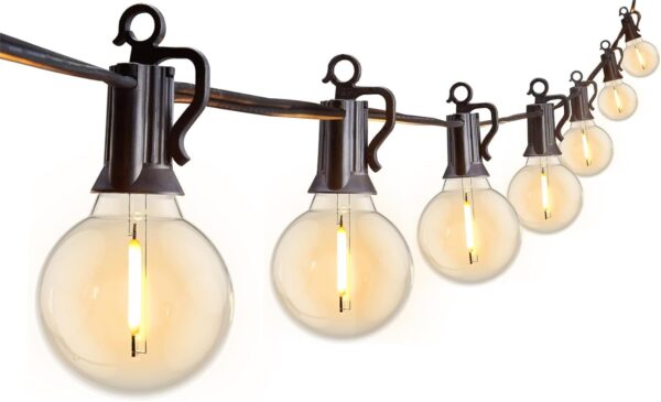 Outdoor String Lights 25 Feet G40 Globe LED Patio Lights with 13 Edison Plastic Bulbs(1 Spare), Waterproof Connectable Hanging Lights for Backyard Porch Balcony Party Decor, E12 Socket Base, Black - Image 2