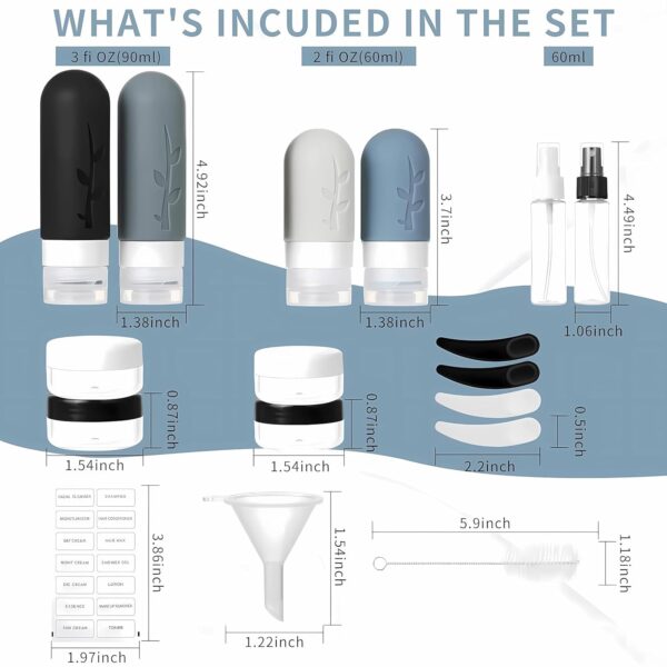 18pack Travel Bottles for Toiletries,TSA Approved Silicone Travel Containers jar for Toiletries,Leak Proof Refillable Liqus Shampoo And Conditioner Travel Essentials toiletry Bottles - Image 4