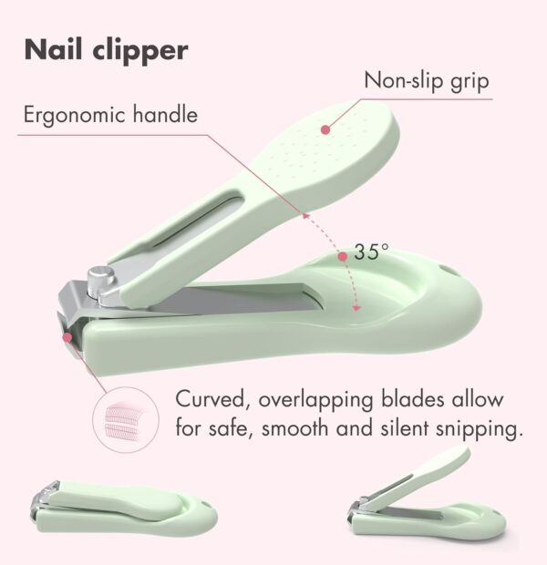 Baby Nail Kit, 4-in-1 Baby Nail Care Set with Cute Case, Baby Nail Clippers, Scissors, Nail File & Tweezers, Baby Manicure Kit and Pedicure kit for Newborn, Infant, Toddler, Kids-Owl Green - Image 3