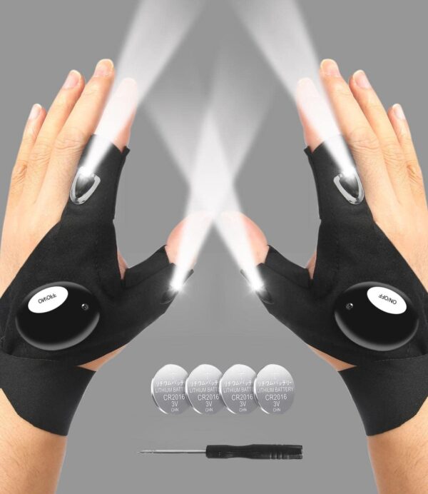 LED Flashlight Gloves, Gifts for Men Him Boyfriend Husband, Cool Gadget Finger Lights Waterproof for Camping Fishing Repairing, Fathers Day Christmas Birthday Gift - Image 2