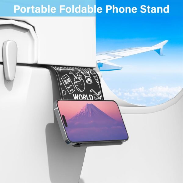 Airplane Phone Holder, Travel Essentials Foldable Travel Phone Stand, Flexible Airplane Tablet Holder for Flying/Desk/Office, Compatible with Tablets, Smartphones - Image 3