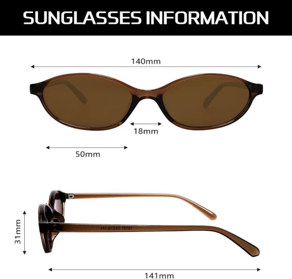 Retro Oval Sunglasses for Women Chic Cat Eye 90s Sunnies Lightweight Narrow Shades Trendy UV protection Sun Glasses - Image 5