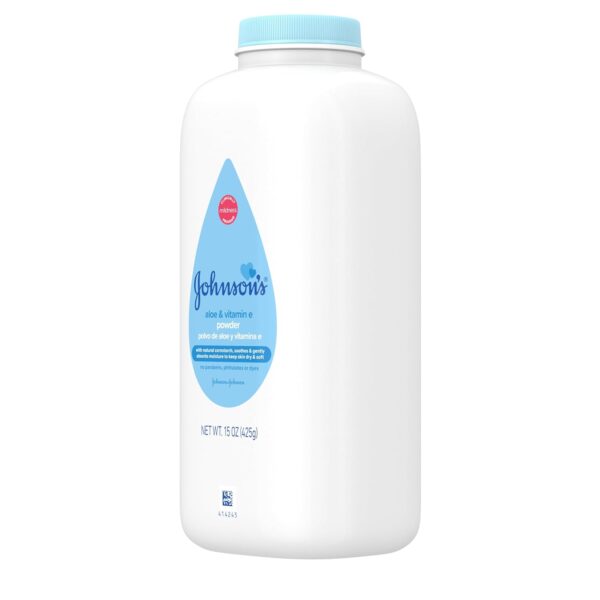Johnson's Baby Powder with Naturally Derived Cornstarch, Aloe & Vitamin E for Delicate Skin, Hypoallergenic, Free of Parabens, Phthalates & Dyes for Gentle Baby Skin Care, 15 oz - Image 8