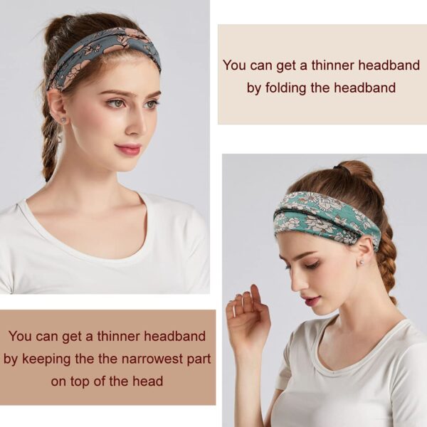 Boho Headbands For Women Fashion Wide Headband Yoga Workout Head Bands Hair Accessories Band 6 Pack - Image 7