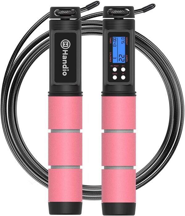Jump Rope, H Handio Jump Rope with Counter, Workout Jumping Rope with Steel Ball Bearings, Adjustable Length Speed Skipping Rope for Men Women Kids Home Gym, Crossfit, Fitness Exercise - Image 2