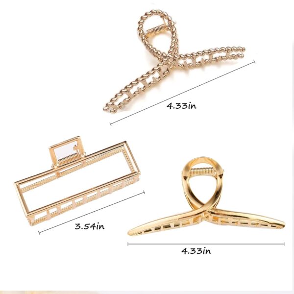 Mehayi 3 PCS Metal Large Claw Clips for Thick Heavy Hair, Strong Hold Big Non-Slip Hair Catch Barrette Jaw Clamp for Long Hair, Fashion Styling Accessories for Women Girls - Image 3