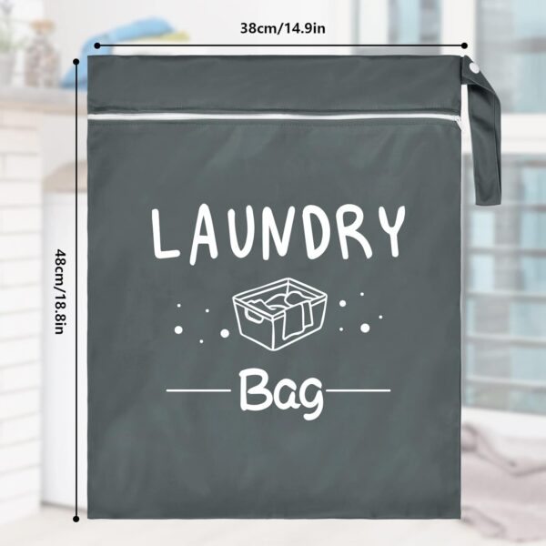2 Pcs Large Travel Laundry Bags - Waterproof Wet/Dry, Washable, Drawstring, Bathing Suit, Workout, Gym Clothes, Swimming, Yoga - Green, Grey - Image 8