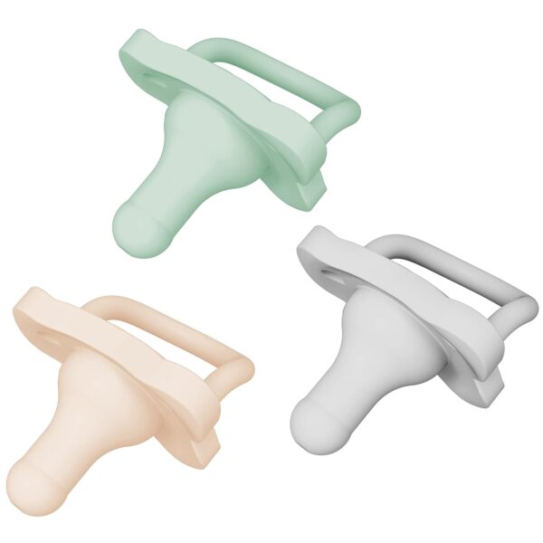 Dr. Brown's HappyPaci 100% Silicone Baby Pacifier, Contoured One-Piece Design, Cool Gray, Green, Ecru, 0-6m, BPA-Free, 3 Pack - Image 2