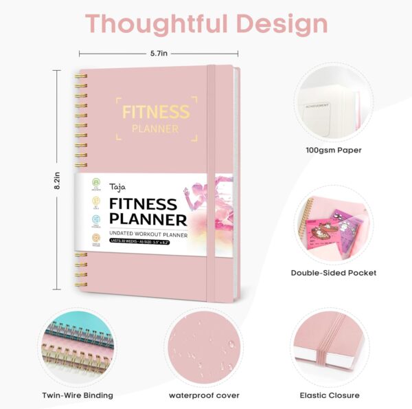 Fitness Workout Journal for Women & Men, A5(5.5" x 8.2") Workout Log Book Planner for Tracking, Progress, and Achieving Your Wellness Goals-Pink - Image 7