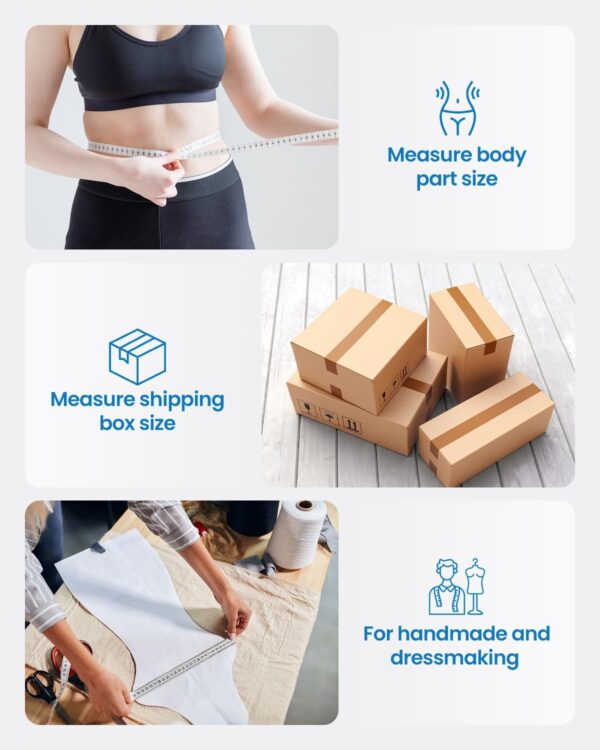 RENPHO Body Measuring Tape, Smart Tape Measure for Weight Loss, Bluetooth Fitness Equipment with App, Measuring Waist, Hip, Bust, Arms, Muscle Gain, Retractable, 60in /150cm, White - Image 9