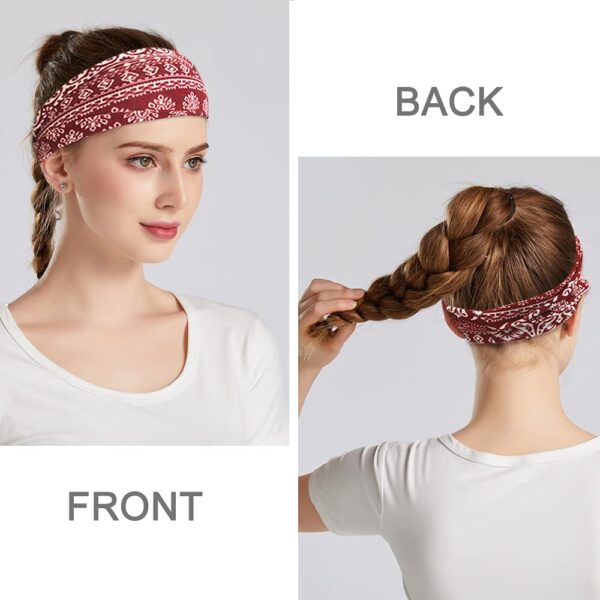 Boho Headbands For Women Fashion Wide Headband Yoga Workout Head Bands Hair Accessories Band 6 Pack - Image 5