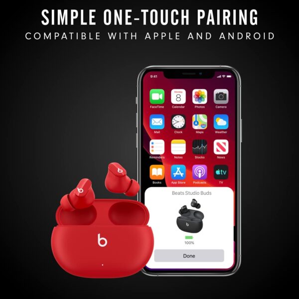 Beats Studio Buds - True Wireless Noise Cancelling Earbuds - Compatible with Apple & Android, Built-in Microphone, IPX4 Rating, Sweat Resistant Earphones, Class 1 Bluetooth Headphones - Red - Image 10