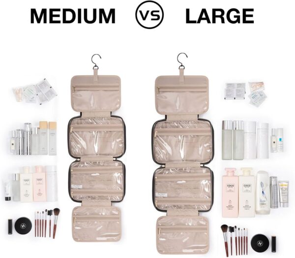 BAGSMART Toiletry Bag Travel Bag with Hanging Hook, Water-resistant Makeup Cosmetic Bag Travel Organizer for Accessories, Shampoo, Full-size Container, Toiletries - Image 3