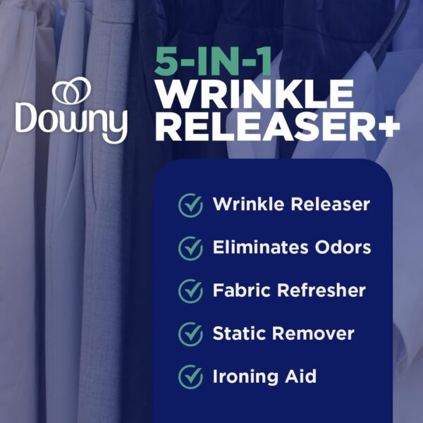 Downy Wrinkle Releaser Spray All In One Wrinkle Release Spray Travel Size, Odor Eliminator, Static Remover Fabric Refresher & Ironing Aid for Clothes 3 Fl Oz (Pack of 2), Crisp Linen Scent - Image 5